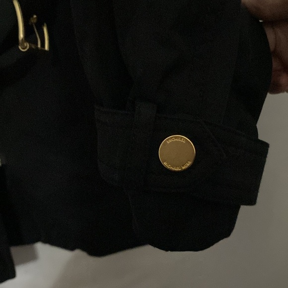 Michael Michael Kors Wo size 2X CLASSIC SLEEK BLACK COAT GOLD ZIP ACCENT POCKETS - Picture 8 of 13